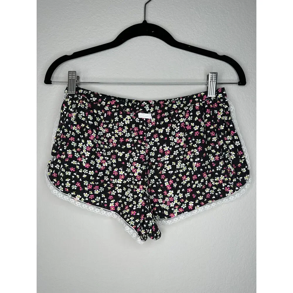 KENSIE Lace Floral Bow Pintucked Lounge Sleep Shorts Women’s Size XS